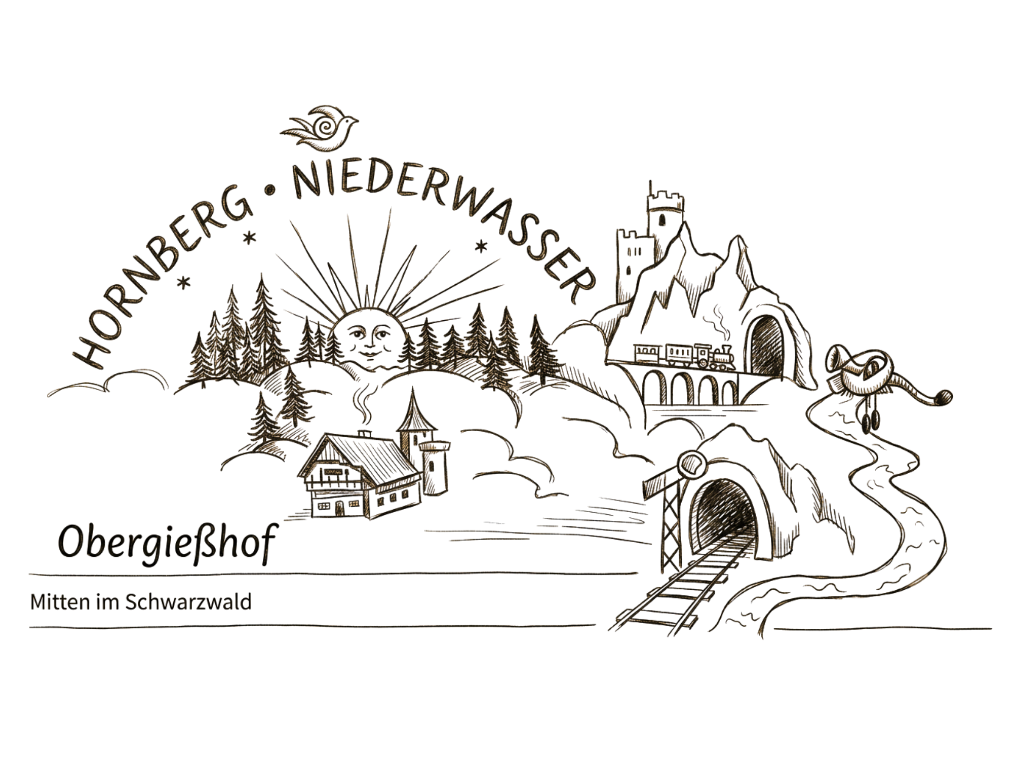 zeichnung obergiesshof waldbauernhof